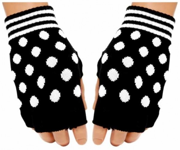 Fingerlose Handschuhe - White Polka Dots
