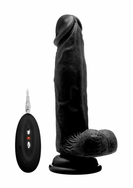 Realistischer Vibrator mit Hodensack schwarz 8 Inch