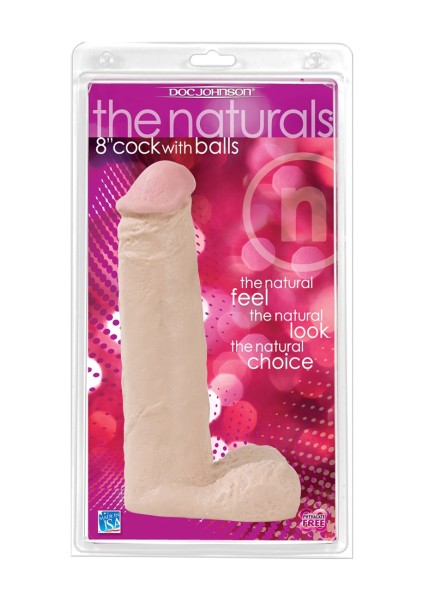 The Naturals - 8 inch Cock With Balls - White
