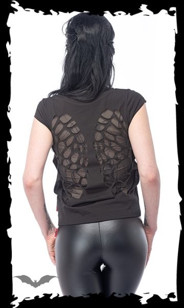 Shirt mit Aufdruck und transparenten Flügeln auf dem Rücken hinten