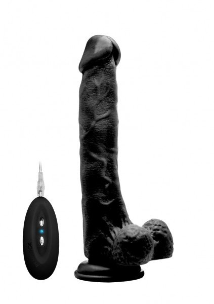 Realistischer Vibrator mit Hodensack schwarz 10 Inch