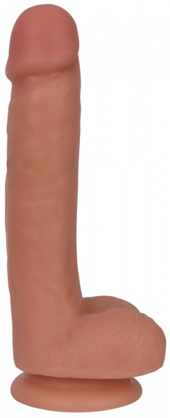 Schlanker Dildo mit Hoden und Saugfuß - 17 cm - hautfarben hell