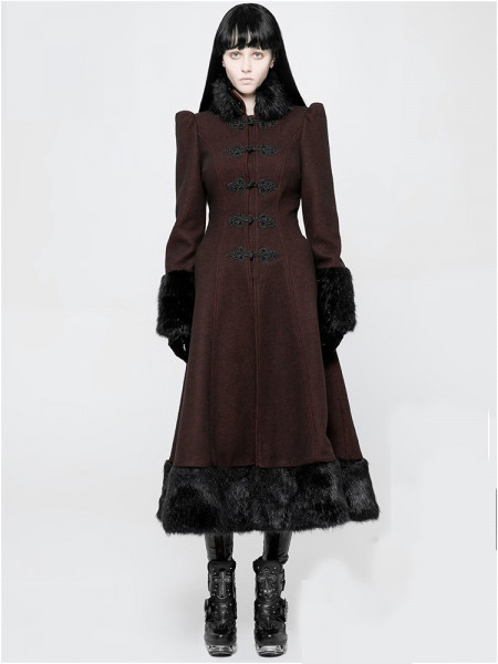 Mantel mit Kunstpelz im viktorianischen Stil