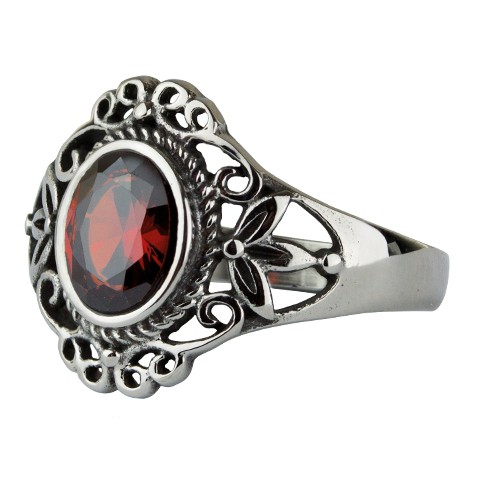 Ring 'Red Victorian Goth' Edelstahl