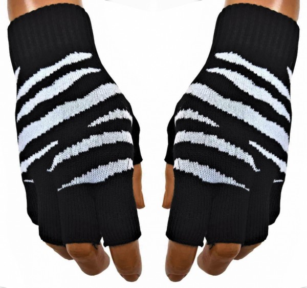 Fingerlose Handschuhe - Zebra weiss