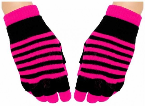 gestreifte Handschuhe in Neon Farben neon pink