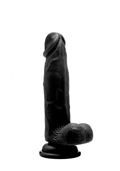 Realistischer Dildo mit Hodensack schwarz 8 Inch