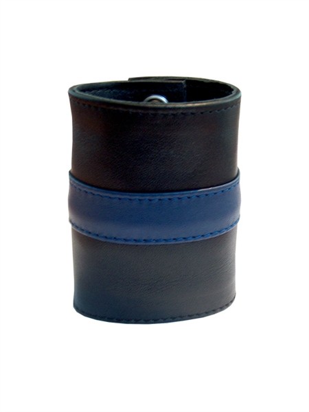 Leder Handgelenk-Geldbörse mit RV schwarz/blau