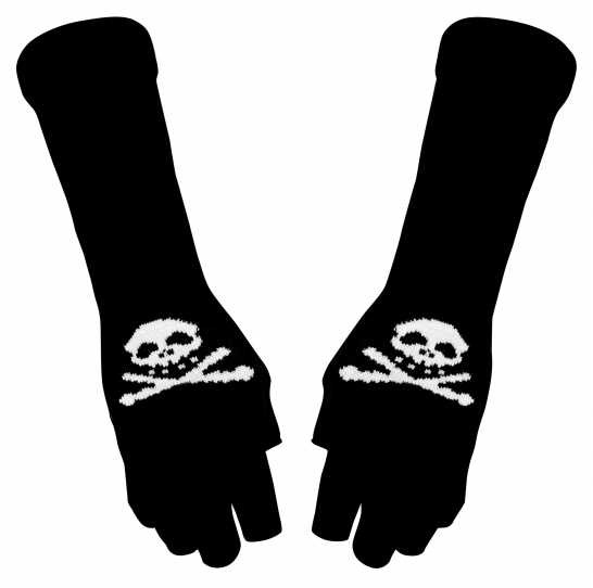 Armstulpen Handschuhe mit Totenkopf schwarz