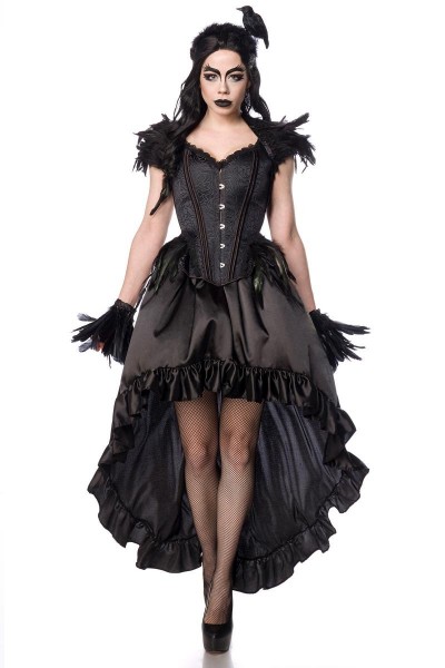 Gothic Raben-Mädchen Kostüm - vorne